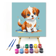 Számfestő.hu Boldog kiskutya - gyerek számfestő készlet – 50×50 cm (Keretre feszítve) kreatív és készségfejlesztő