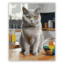 Számfestő.hu British Shorthair Macska a Konyhapulton - számfestő készlet kreatív és készségfejlesztő
