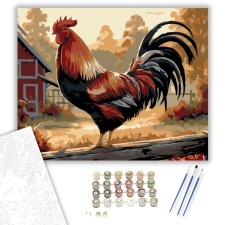 Számfestő.hu Büszke Kakas a Farmon - számfestő készlet – 50×60 cm (Keretre feszítve) kreatív és készségfejlesztő