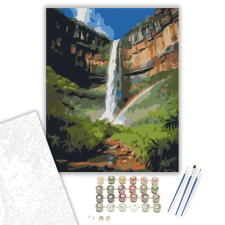 Számfestő.hu Chapada Diamantina Vízesés Szivárvánnyal - számfestő készlet – 60×70 cm (Keretre feszítve) kreatív és készségfejlesztő