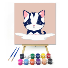 Számfestő.hu Cicus a felhőn - gyerek számfestő készlet – 20×20 cm (Keretre feszítve) kreatív és készségfejlesztő