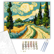 Számfestő.hu Ciprusok és Hegyek Harmóniája - számfestő készlet – 60×70 cm (Keretre feszítve) kreatív és készségfejlesztő