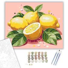 Számfestő.hu Citromok Rózsaszín Háttéren - számfestő készlet – 80×100 cm (Keretre feszítve) kreatív és készségfejlesztő
