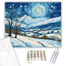 Számfestő.hu Csillagfényes Havas Táj - számfestő készlet – 60×70 cm (Keret nélkül) kreatív és készségfejlesztő