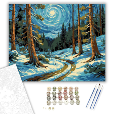Számfestő.hu Csillagfényes Téli Erdő - számfestő készlet – 40×50 cm (Keretre feszítve) kreatív és készségfejlesztő