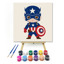 Számfestő.hu Csillagos pajzsos harcos - gyerek számfestő készlet – 20×20 cm (Keretre feszítve) kreatív és készségfejlesztő