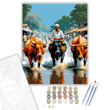 Számfestő.hu Dél-Indiai Bikamosás Fesztivál - számfestő készlet – 40×50 cm (Keretre feszítve) kreatív és készségfejlesztő