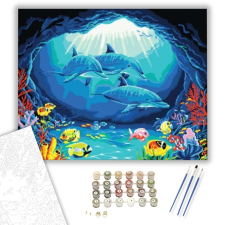 Számfestő.hu Delfinek a Barlangnál - számfestő készlet – 40×50 cm (Keretre feszítve) kreatív és készségfejlesztő