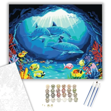 Számfestő.hu Delfinek a Barlangnál - számfestő készlet – 60×70 cm (Keretre feszítve) kreatív és készségfejlesztő