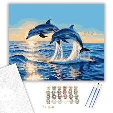Számfestő.hu Delfinek a Naplementében - számfestő készlet – 60×70 cm (Keretre feszítve) kreatív és készségfejlesztő