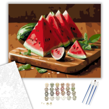 Számfestő.hu Dinnye Háromszögek Friss Kompozícióban - számfestő készlet – 40×50 cm (Keretre feszítve) kreatív és készségfejlesztő