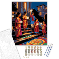 Számfestő.hu Diwali Éjszaka Gyerekekkel - számfestő készlet – 50×60 cm (Keretre feszítve) kreatív és készségfejlesztő