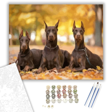 Számfestő.hu Dobermannok - számfestő készlet – 40×50 cm (Keretre feszítve) kreatív és készségfejlesztő