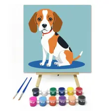 Számfestő.hu Édes beagle - gyerek számfestő készlet – 50×50 cm (Keret nélkül) kreatív és készségfejlesztő