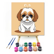 Számfestő.hu Édes kis barát - gyerek számfestő készlet – 20×20 cm (Keretre feszítve) kreatív és készségfejlesztő