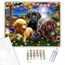 Számfestő.hu Édes kutyák - számfestő készlet – 40×50 cm (Keretre feszítve) kreatív és készségfejlesztő