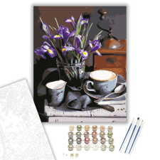 Számfestő.hu Egy csésze kávé - számfestő készlet – 40×50 cm (Keretre feszítve) kreatív és készségfejlesztő