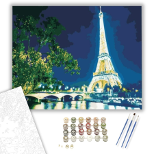 Számfestő.hu Eiffel Torony Kivilágítva - számfestő készlet – 40×50 cm (Keretre feszítve) kreatív és készségfejlesztő