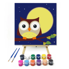 Számfestő.hu Éjjeli Bagoly - gyerek számfestő készlet – 40×40 cm (Keretre feszítve) kreatív és készségfejlesztő