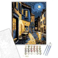 Számfestő.hu Éjjeli Utcák Varázsa - számfestő készlet – 60×70 cm (Keretre feszítve) kreatív és készségfejlesztő