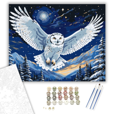 Számfestő.hu Éjkék Bagoly Röpte - számfestő készlet – 40×50 cm (Keretre feszítve) kreatív és készségfejlesztő