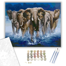 Számfestő.hu Elefánt csorda - számfestő készlet – 40×50 cm (Keretre feszítve) kreatív és készségfejlesztő