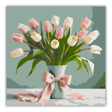 Számfestő.hu Elegáns tulipán csokor - számfestő készlet - keretre feszítve - 30x30 cm kreatív és készségfejlesztő