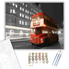 Számfestő.hu Emeletes busz - számfestő készlet – 40×50 cm (Keretre feszítve) kreatív és készségfejlesztő