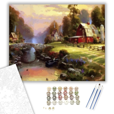 Számfestő.hu Erdei falu - számfestő készlet – 40×50 cm (Keretre feszítve) kreatív és készségfejlesztő