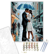 Számfestő.hu Esküvői Csók az Esőben - számfestő készlet – 60×70 cm (Keret nélkül) kreatív és készségfejlesztő
