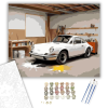 Számfestő.hu Fehér Klasszikus Porsche a Műhelyben - számfestő készlet – 40×50 cm (Keretre feszítve)