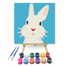 Számfestő.hu Fehér nyuszi - gyerek számfestő készlet – 30×30 cm (Keret nélkül) kreatív és készségfejlesztő