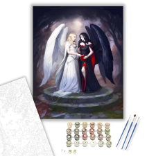 Számfestő.hu Fekete - fehér angyalok - számfestő készlet – 50×60 cm (Keretre feszítve) kreatív és készségfejlesztő