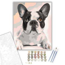Számfestő.hu Fekete Fehér Bulldog - számfestő készlet – 40×50 cm (Keretre feszítve) kreatív és készségfejlesztő