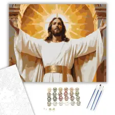 Számfestő.hu Feltámadó Jézus - számfestő készlet – 50×60 cm (Keretre feszítve) kreatív és készségfejlesztő