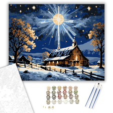 Számfestő.hu Fénylő Téli Temlom - számfestő készlet – 40×50 cm (Keretre feszítve) kreatív és készségfejlesztő