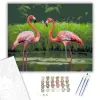 Számfestő.hu Flamingó Pár a Zöldellő Mocsárban - számfestő készlet – 60×70 cm (Keretre feszítve)