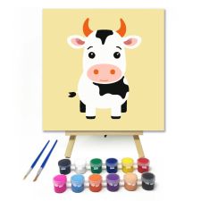 Számfestő.hu Foltos tehénke - gyerek számfestő készlet – 20×20 cm (Keretre feszítve) kreatív és készségfejlesztő