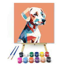 Számfestő.hu Geometria kutyaportré - gyerek számfestő készlet – 30×30 cm (Keretre feszítve) kreatív és készségfejlesztő