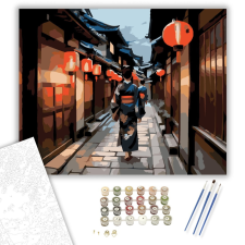 Számfestő.hu Gion Esti Utcája Geishákkal - számfestő készlet – 40×50 cm (Keretre feszítve) kreatív és készségfejlesztő