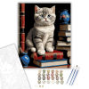Számfestő.hu Gondolkodó Brit Rövidszőrű Kiscica - számfestő készlet – 40×50 cm (Keretre feszítve)