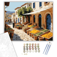 Számfestő.hu Görög Falu Piaca - számfestő készlet – 40×50 cm (Keretre feszítve) kreatív és készségfejlesztő