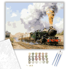 Számfestő.hu Gőzmozdony Vonat - számfestő készlet – 40×50 cm (Keretre feszítve) kreatív és készségfejlesztő