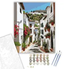 Számfestő.hu Granadai Utca és Alhambra - számfestő készlet – 50×60 cm (Keret nélkül) kreatív és készségfejlesztő