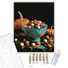 Számfestő.hu Halloween édesség kavalkád - számfestő készlet – 40×50 cm (Keretre feszítve) kreatív és készségfejlesztő