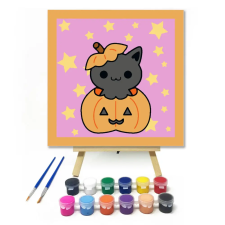 Számfestő.hu Halloweeni Cica - Halloweeni számfestő készlet – 40×40 cm (Keret nélkül) kreatív és készségfejlesztő