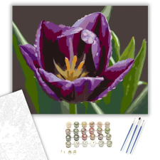 Számfestő.hu Harmatcseppes Lila Tulipán - számfestő készlet – 60×70 cm (Keret nélkül) kreatív és készségfejlesztő