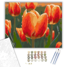 Számfestő.hu Harmatcseppes Narancs Tulipánok - számfestő készlet – 80×100 cm (Keretre feszítve) kreatív és készségfejlesztő