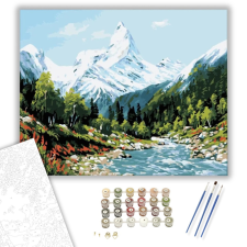 Számfestő.hu Havas tájkép - számfestő készlet – 40×50 cm (Keretre feszítve) kreatív és készségfejlesztő