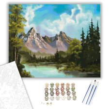Számfestő.hu Hegyek a tóparton - számfestő készlet – 40×50 cm (Keretre feszítve) kreatív és készségfejlesztő